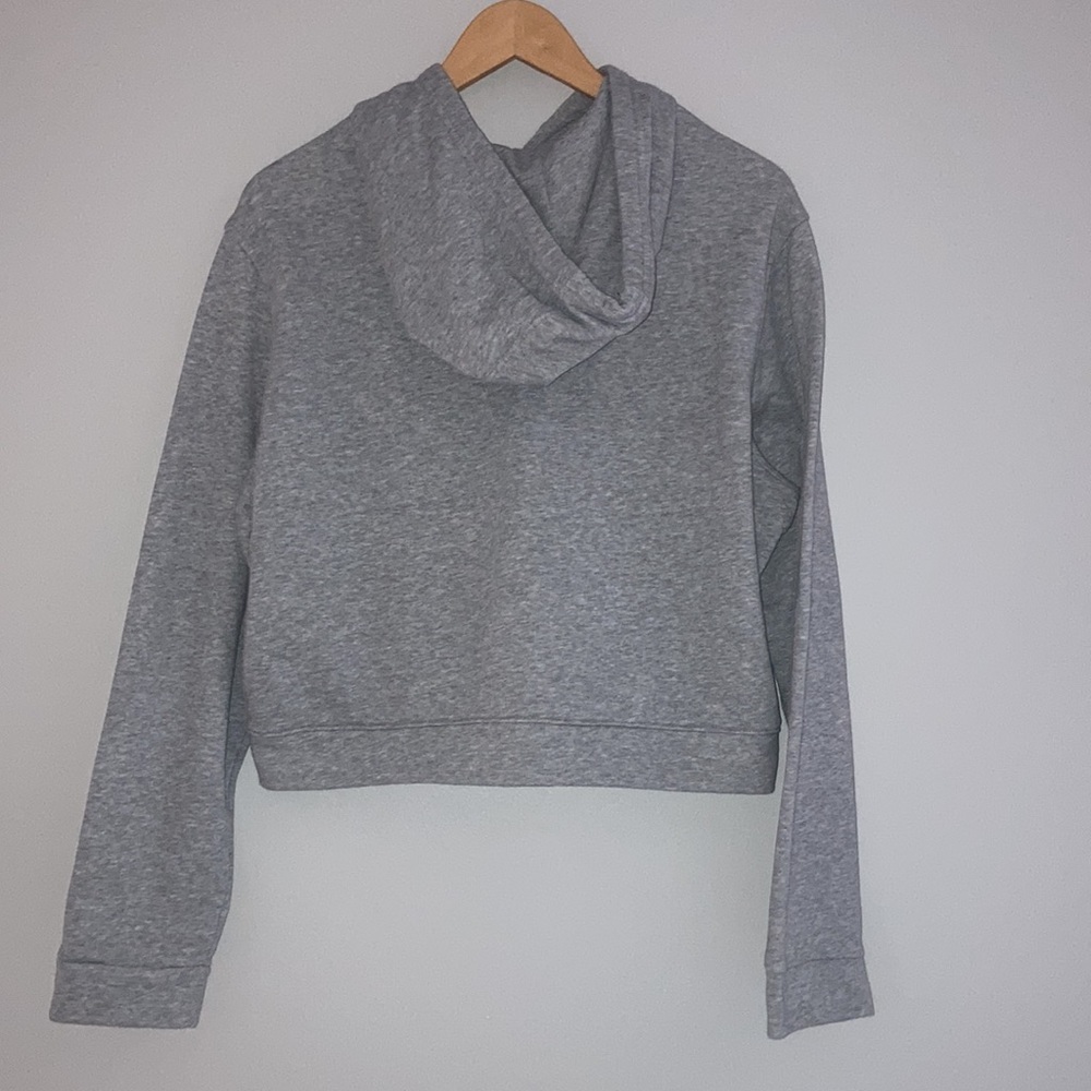 Adidas Gray & Pink Crop Top Hooded Sweatshirt Sz Youth XL - Picture 2 of 8